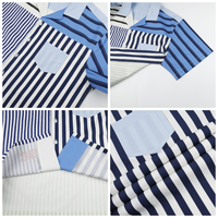 Chemises de bowling pour hommes, 100% coton respirant, twill, style asymétrique, rayures élégantes, patchwork, col cubain, style boxy, manches courtes