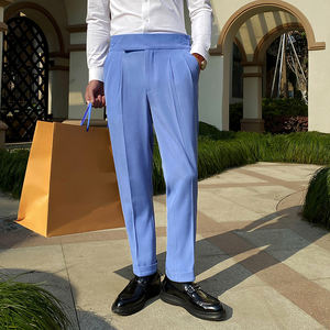 Pantalones ajustados informales de negocios para hombre, ropa Formal de vestir unicolor que combina con todo, de oficina, para <span class=keywords><strong>caballeros</strong></span> británicos, de alta calidad - Product Image 4