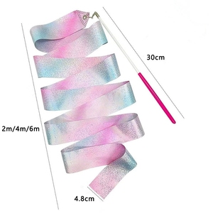 Ruban de danse scintillant couleur sirène en gros, 2m/4m/6m, ruban de gymnastique fluide pour l'entraînement de danse artistique des enfants - Product Image 4