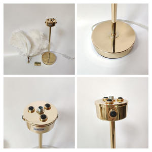 Nordic Ostrich <strong>Feather</strong> Decorative LED <strong>Lampshade</strong> 3-Light Gold Modern Style Bedside Table Lamps - Product Image 6