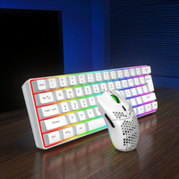 Vente chaude HXSJ V700 RGB lumineux USB nouveau clavier souris Combos 61 touches ensemble de jeu pour membrane anglaise
