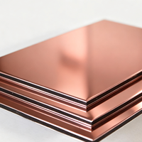 Revêtement mural en miroir, panneau composite en aluminium léger ignifuge couleur or rose, épaisseur 3 mm, 4 mm, 5 mm, pour utilisation en façade murale intérieure