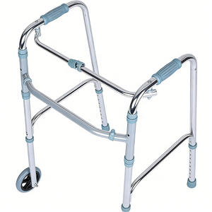 <span class=keywords><strong>Déambulateur</strong></span> pliant à <span class=keywords><strong>2</strong></span> <span class=keywords><strong>roues</strong></span> <span class=keywords><strong>avec</strong></span> <span class=keywords><strong>freins</strong></span> à main, cadre en aluminium robuste, supporte 150 kg pour les personnes âgées et la réadaptation - Product Image 3
