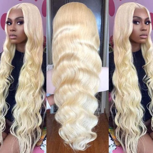 Parrucca Bionda <span class=keywords><strong>Oro</strong></span> Brasiliana da 30 Pollici con Onde Profonde e Frontale in Pizzo - Product Image 5