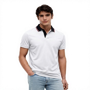 Polo à manches courtes pour homme, noir, couleur unie, coton Oxford, décontracté, respirant, coupe classique - Product Image 3