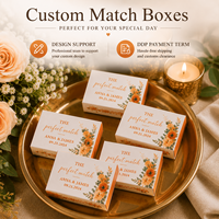 Boîtes à Cigares Personnalisées pour Cadeaux de Mariage – Impression Sécurisée Blanc & Orange – Coffret de 4 Boîtes d'Allumettes Luxueuses Recyclables
