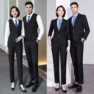 Unisex Suit Set Slim Fit Single Button Acetate Fiber Formal Workwear For Hotel Office 4S Store Uniforms - Product Image 2