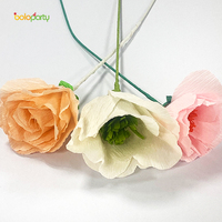 Boloparty 3 buah bunga kertas krep campuran 3D efek Visual realistis latar belakang Thanksgiving Ulang Tahun