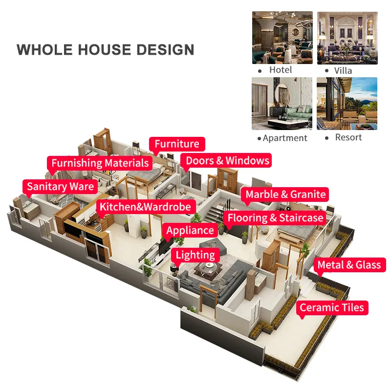 One stop building Material supplie 3d Design Drawings Service Villas Designs House Luxury Home Interior Design Service