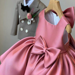 Vestido de Princesa para Niñas, Vestido de Satén de Manga Larga Estilo Coreano para Bebés, Traje de Primer Cumpleaños, Nuevo Diseño Elegante para Niñas Pequeñas - Product Image 3