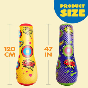 Columna de Boxeo Inflable de 120x40cm, Saco de Boxeo de PVC para Niños, Equipo de Fitness, Amarillo y Morado - Product Image 2