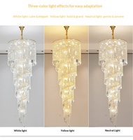 Lampu Gantung Kristal Spiral Mewah untuk Dekorasi Hotel Modern, Villa, Klub, Tangga, Lobi, dan Ruang Tamu Besar