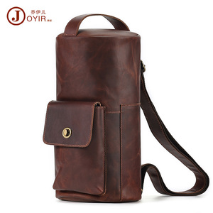 Joyir Men's Crossbody <b>Bag</b> Genuine Leather Cylindrical Chest <b>Bag</b> Durable Everyday Use - Product Image 4