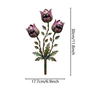 Pali decorativi in metallo a forma <span class=keywords><strong>di</strong></span> trappola per mosche Venus per giardino, decorazioni singole per vasi <span class=keywords><strong>di</strong></span> fiori inestetiche per patio, cortile e aiuole - Product Image 6