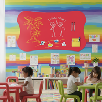Tableau blanc magnétique Art Déco imperméable réutilisable pour enfants, autocollant mural effaçable pour dessin, interactif pour maternelle et bureau