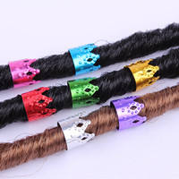 Lot de 51 boucles de cheveux colorées pour tresses de fête, bijoux, perruques, tresses creuses en aluminium gaufré, tresses <span class=keywords><strong>Dirty</strong></span> Braid avec tresses noires - Product Image 4