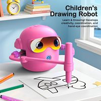 Robot Dessinateur pour Enfants, 100 Cartes, Jouet d'Apprentissage Montessori, 3-8 Ans, Unisexe, Interactif Vocal, Cadeau Éducatif, Piles Incluses