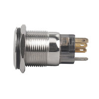 Bouton plat 19 mm DPDT IP65 étanche en acier inoxydable 250 V 1NO1NC, interrupteur miniature à bouton-poussoir momentané ou à enclenchement