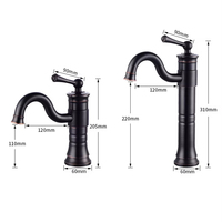 Robinet de salle de bain Tieba en laiton antique 58808, mitigeur vintage à poignée unique pour eau chaude et froide, accessoires de robinetterie de salle de bain