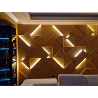 Panneaux muraux en bois d'olivier massif 400*400mm ABC Designs, installation DIY, nouvelle tendance, motif zigzag, puzzle mural, avec éclairage LED intégré