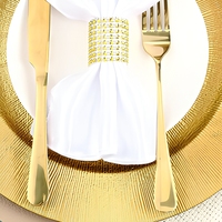 Assiette de Présentation Rétro Rayée en Plastique Écologique Dorée pour Hôtels, Banquets et Mariages
