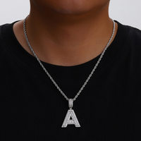 Collar con Letra A-Z, Resistente al Deslustre, con Incrustaciones de Circonita Cúbica Sintética 5A, Acabado de Alta Calidad, Unisex, Estilo Viral