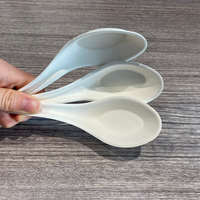 Cuillère à Bagasse asiatique 100%, vaisselle biodégradable, cuillère de service de soupe chinoise jetable pour restaurant