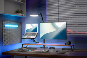 Vesa núi khí mùa xuân màn hình cánh tay và máy tính xách tay Khay Đứng với đèn LED 90 độ nghiêng góc văn phòng sử dụng sản phẩm trong kho - Product Image 6