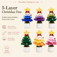Set Ornamen Natal Rajutan Tangan BH, Dekorasi Gantung Pohon Pot Bunga Benang 5 Tingkat, Hadiah Dekorasi Rumah Liburan Bergaya Rustic
