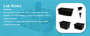 Évier <span class=keywords><strong>de</strong></span> <span class=keywords><strong>laboratoire</strong></span> à encastrer pour usage scolaire, hospitalier et en atelier, résistant aux produits chimiques, en époxy et PP - Product Image 3