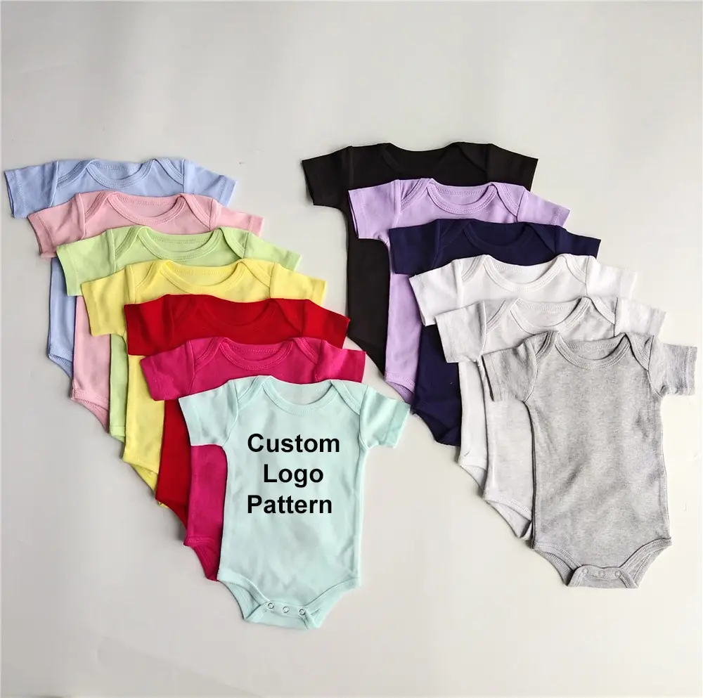 New Born Baby's Clothes Factory Custom Pattern nuovo Design personalizzato serigrafia pagliaccetti per neonati pagliaccetti per neonato