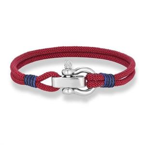 Bracelet en Corde Milanaise Multicolore en Forme de U pour Hommes, en Acier Inoxydable et Cordon en Nylon, Fait Main, Cadeau Marin, Vente en Gros - Product Image 3