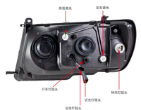 Phare avant LED 12V 55W 6000K pour Land Cruiser LC100 Année 1998-2007, boîtier noir
