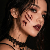 Autocollants de tatouage colorés sans eau pour Halloween, transfert à l'eau, maquillage corporel complet pour fête, maison hantée, cosplay, logo réaliste