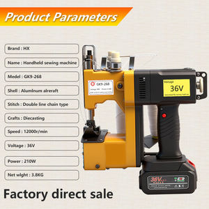 Máquina de Coser <span class=keywords><strong>Industrial</strong></span> Portátil GK9-268 de Doble Línea y Doble Aguja, con Motor a Batería, de Alta Velocidad, Operación Manual, Nueva con Parasol - Product Image 6