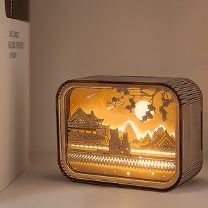 Lámpara de tallado en madera con sombra de luz estéreo 3D batería creativa táctil FIESTA DE Halloween favores regalo niñas evento perfecto - Product Image 3