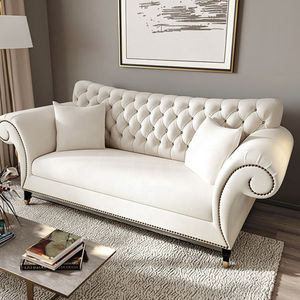 Canapé Chesterfield élégant de style gothique à 3 places, style crème chaud, canapé en tissu capitonné 123, ensemble de canapés pour salon - Product Image 3