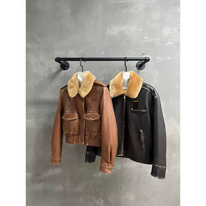 Manteau <span class=keywords><strong>trench</strong></span> en cuir d'agneau véritable pour femme, printemps 2025, nouvelle collection, taille cintrée, mi-long, vêtement d'extérieur polyvalent - Product Image 2