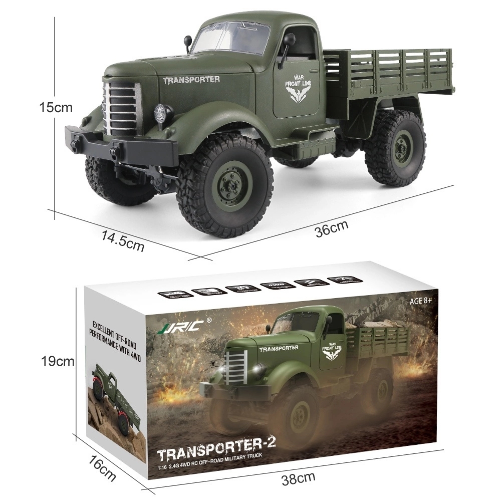 Camion Militaire RC JTLB – 4 Canaux – Tente Amovible – Lumière – OD Vert – Dès 6 Ans