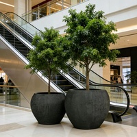 Jardinières en fibre de verre de style européen en forme de boule, pots de fleurs ronds pour extérieur/intérieur, pots à plantes écologiques en grès pour jardin/centre commercial