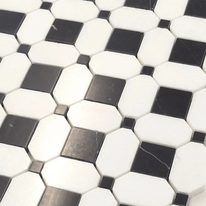 Piastrelle a Mosaico in Pietra Naturale di Lusso, Motivo Geometrico Floreale Personalizzato, <span class=keywords><strong>Marmo</strong></span> Lucidato per Pareti e Pavimenti di Bagni di Alta Gamma - Product Image 2