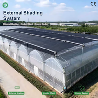 Serre commerciale multi-travées à arche, à faible coût, directement de l'usine, avec ventilation enroulable pour la culture de tomates et de légumes