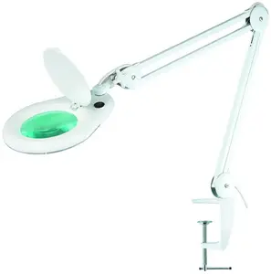 מהדק על מהדק מנורת מגדלת מגדלת זכוכית ריס על LED 10X ראש עם Rohs עור שולחן מהדק זכוכית שולחן