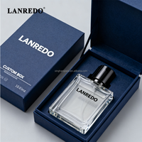 Boîte cadeau de parfum bleu de luxe personnalisée, 50 ml, boîte à rabat carrée recyclable vide pour parfum pour homme