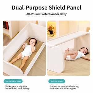 Sponda <span class=keywords><strong>Letto</strong></span> Multifunzione Portatile Regolabile per Neonati, Box per Bambini, <span class=keywords><strong>Barriera</strong></span> di Sicurezza Convertibile - Product Image 1