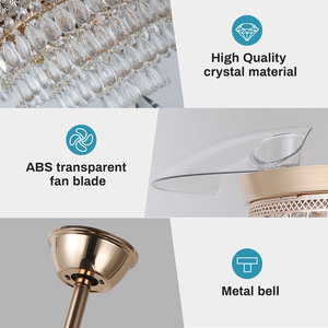 42-inch pha lê LED Trần núi đèn vô hình có thể thu vào người hâm mộ trắng điều khiển từ xa chuyển đổi cho nhà bếp phòng ngủ nhà chiếu sáng - Product Image 4