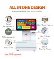 Terminal de point de vente tactile ZHONGJI AI pour supermarché avec balance intégrée, logiciel de vente au détail Windows, impression thermique, reconnaissance, garantie 1 an