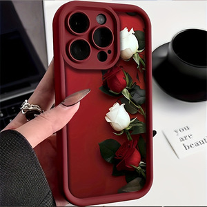 Venta caliente Red Rose High Bamboo Wine Red Soft <span class=keywords><strong>Shell</strong></span> Phone <span class=keywords><strong>CASE</strong></span> para <span class=keywords><strong>iPhone</strong></span> 16 15 14 13 12 11 Plus/pro Max - Product Image 2
