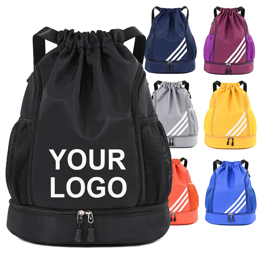 Bolsa con cordón de alta calidad al por mayor con mochila con logotipo bolsa con cordón Oxford de nailon portátil deportiva personalizada para gimnasio