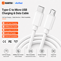 Câble de charge et de données OEM Type-C vers Micro USB, charge rapide 2.4 A, transfert 480 Mbps, câble flexible en PVC, logo personnalisé